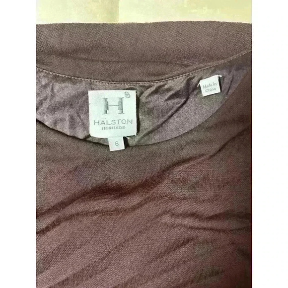 Halston Heritage Pleated Draped Sleeveless Midi Dress in Aubergine Women's 6 - Picture 3 of 4